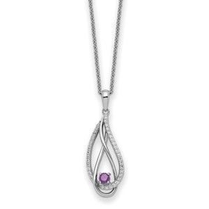 925 Sterling Silver Jun CZ Always in my Heart Birthstone 18in Necklace